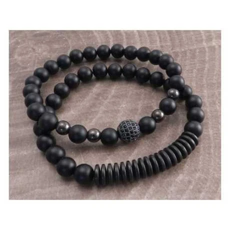 Amigaz Armband Agate & Gunmetal Plated Hemalite Strech 1 Amigaz Armband Agate & Gunmetal Plated Hemalite Strech