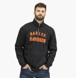 Harley-Davidson Racer Font 1/4-Zip Pullover Schwarz -Thunderbike 96001 22vm 31