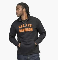 Harley-Davidson Racer Font 1/4-Zip Pullover Schwarz -Thunderbike 96001 22vm 41