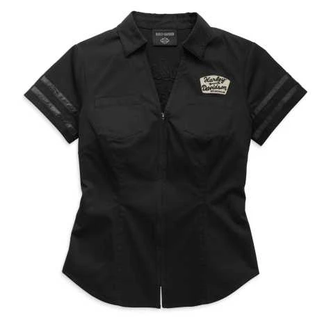 Harley-Davidson Damen Zip Shirt Artisan Schwarz 1 Harley-Davidson Damen Zip Shirt Artisan Schwarz