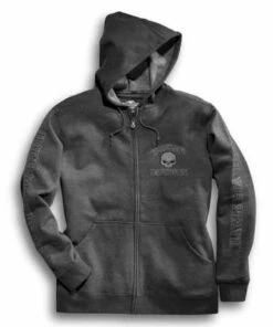 Harley-Davidson Skull Zip Hoodie, Grau -Thunderbike 99107 18vm 3