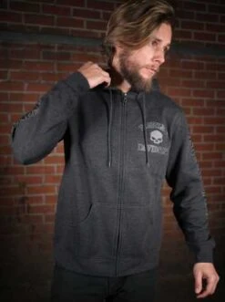 Harley-Davidson Skull Zip Hoodie, Grau -Thunderbike 99107 18vm 4