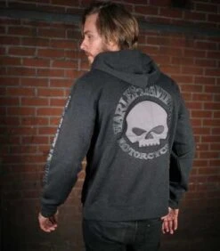 Harley-Davidson Skull Zip Hoodie, Grau -Thunderbike 99107 18vm 5